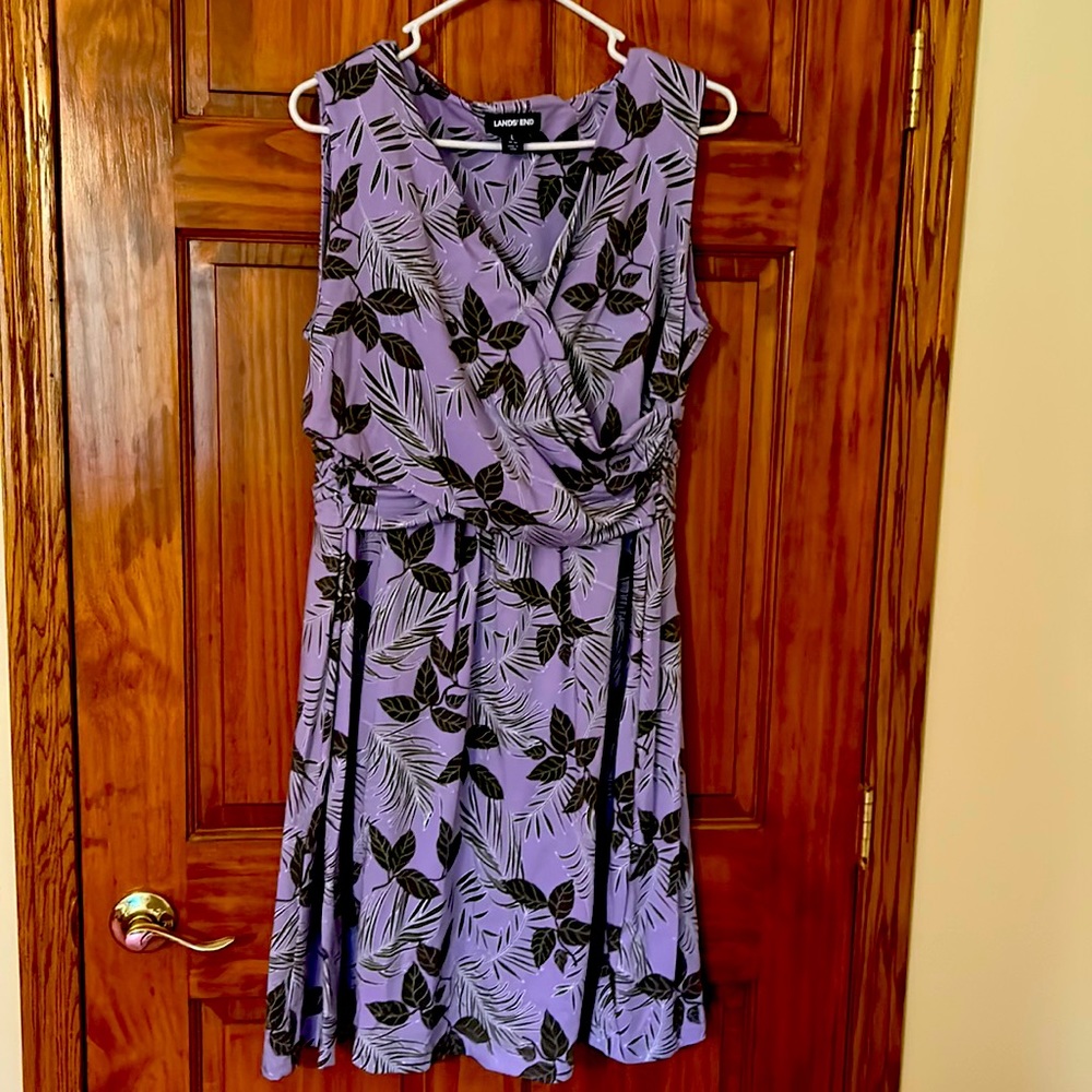 Lands End dress. Worn once. Lavender and grey. Size L. 14-16